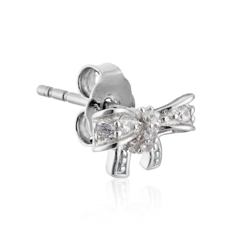 Argento Silver Pavé Bow Stud Earrings