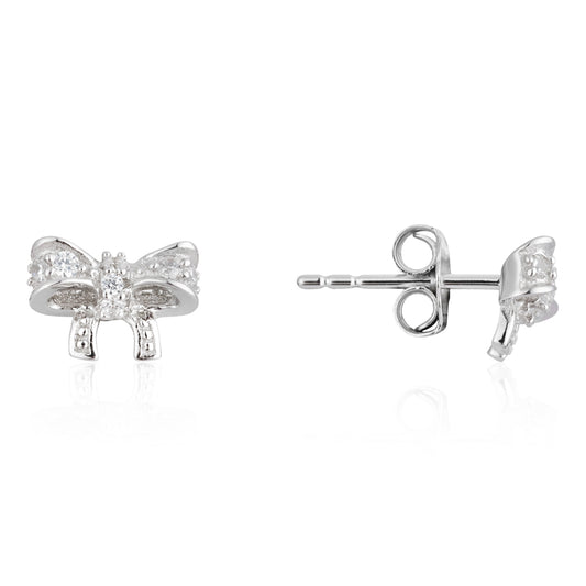 Argento Silver Pavé Bow Stud Earrings