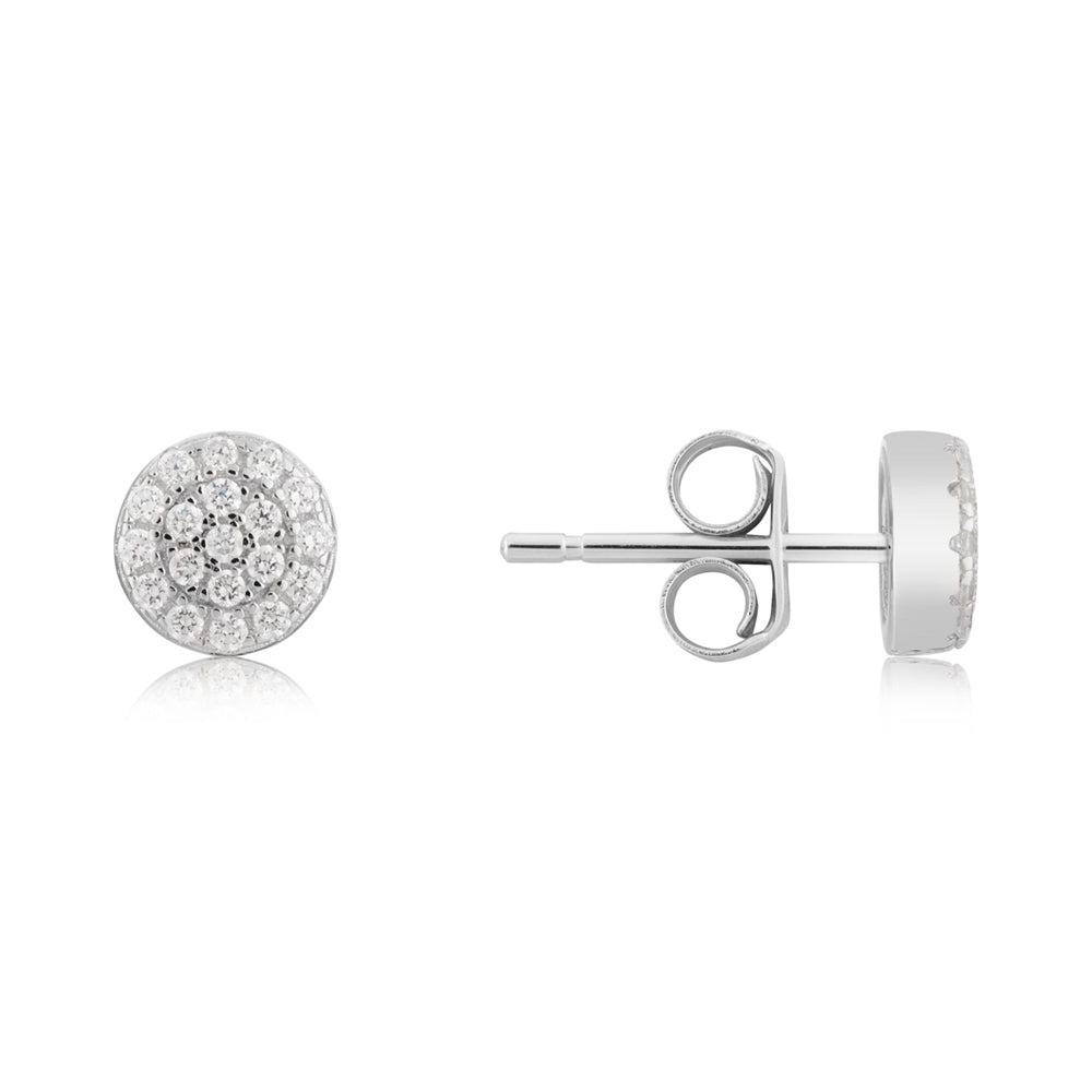 Argento Silver Pavé Round Stud Earrings