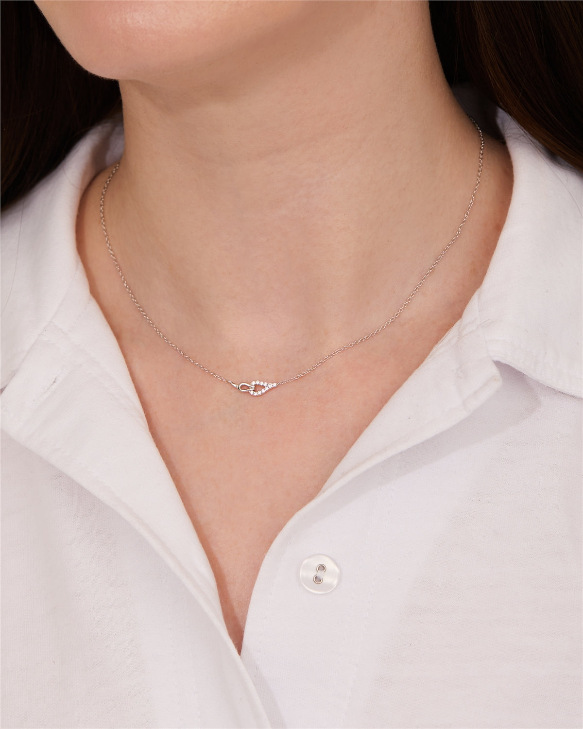 Argento Silver Rein Link CZ Necklace