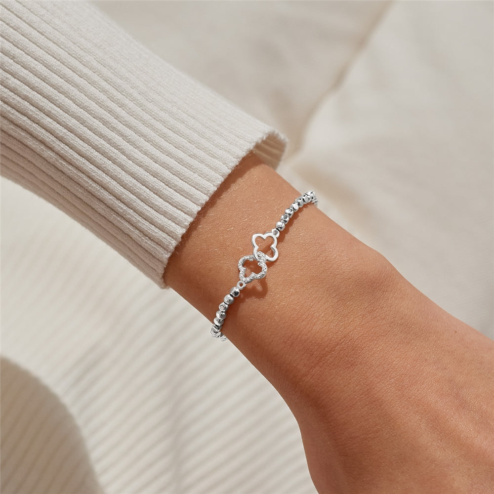 Joma Silver Interlocked Make Your Own Luck Clovers Bracelet