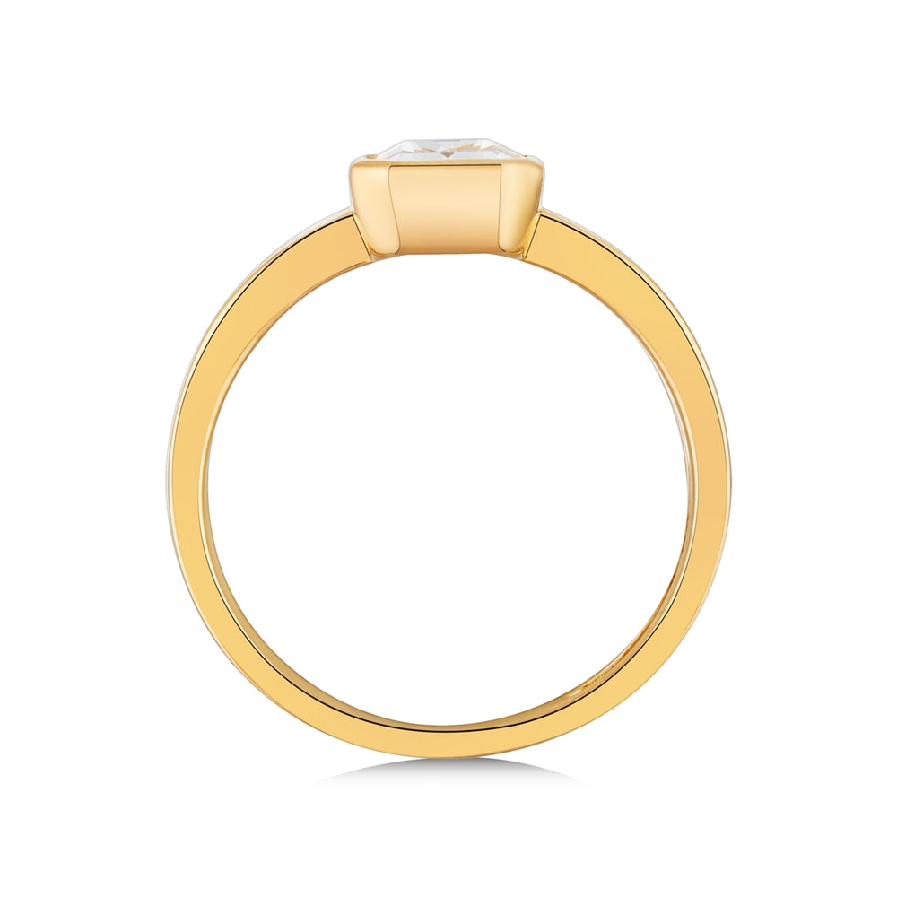 Argento Gold Rectangle CZ Bezel Double Ring