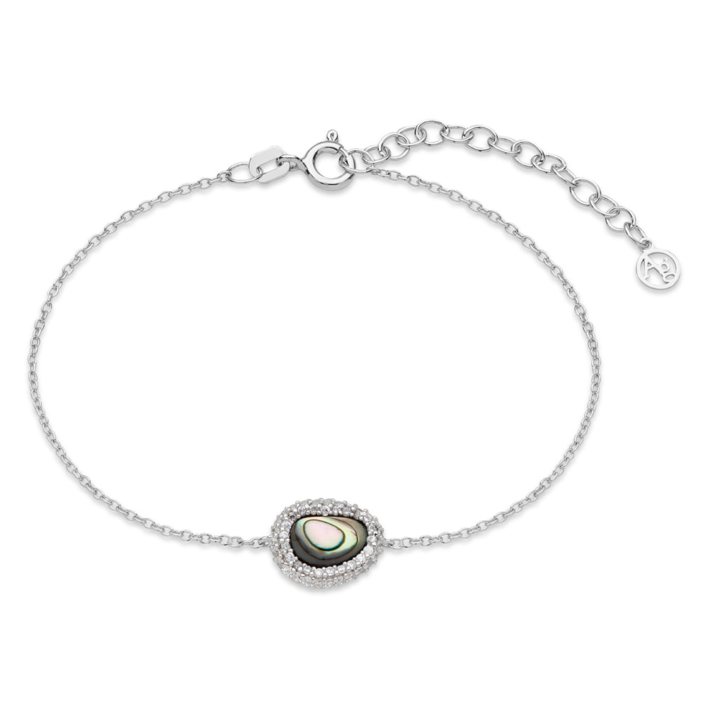 Argento Silver Molten Pavé Abalone Bracelet