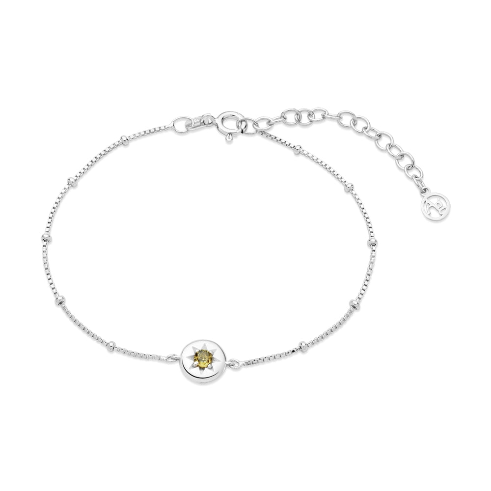 Argento Silver August Peridot Star Bracelet
