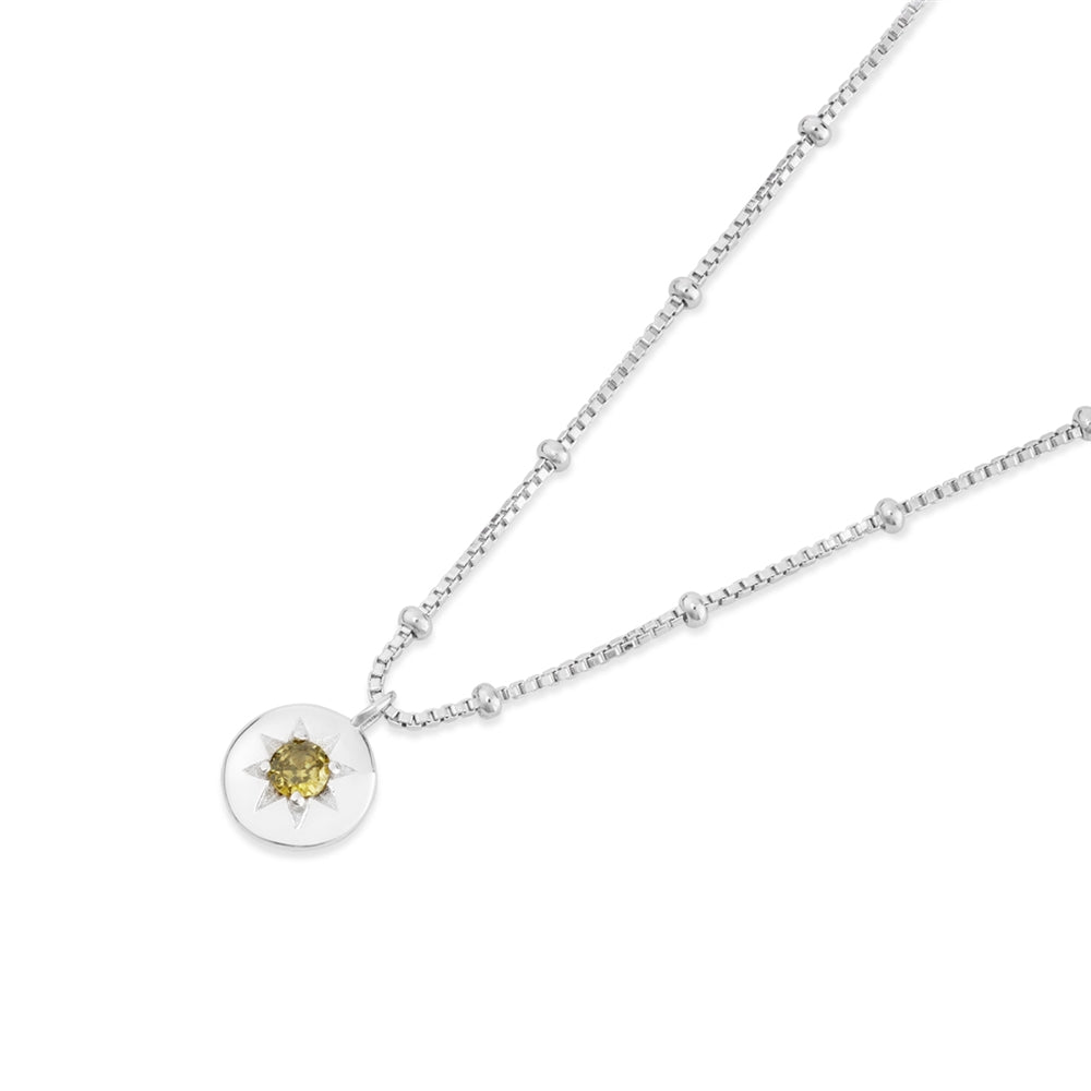 Argento Silver August Peridot Star Necklace