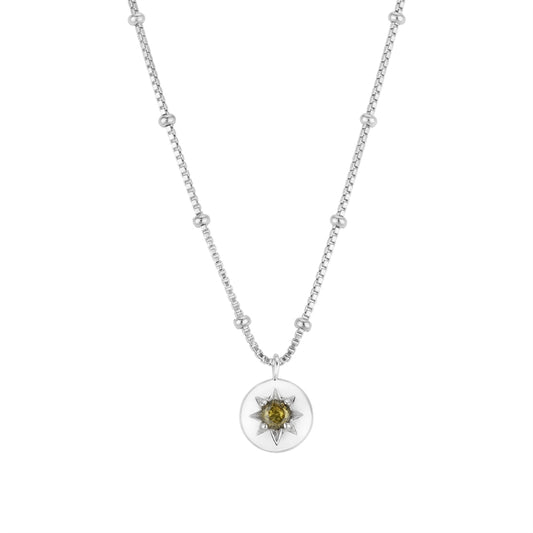 Argento Silver August Peridot Star Necklace