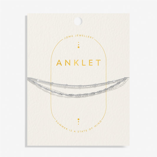 Joma Silver Style Double Layer Twist Anklet