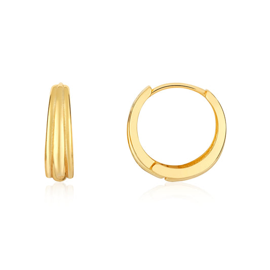 Argento 14k Gold Plated Ridge Hoop Earrings