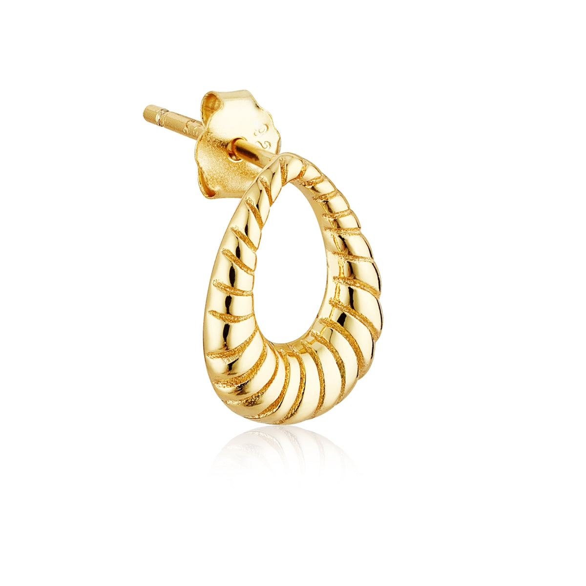 Argento 14k Gold Plated Oval Ridge Earrings