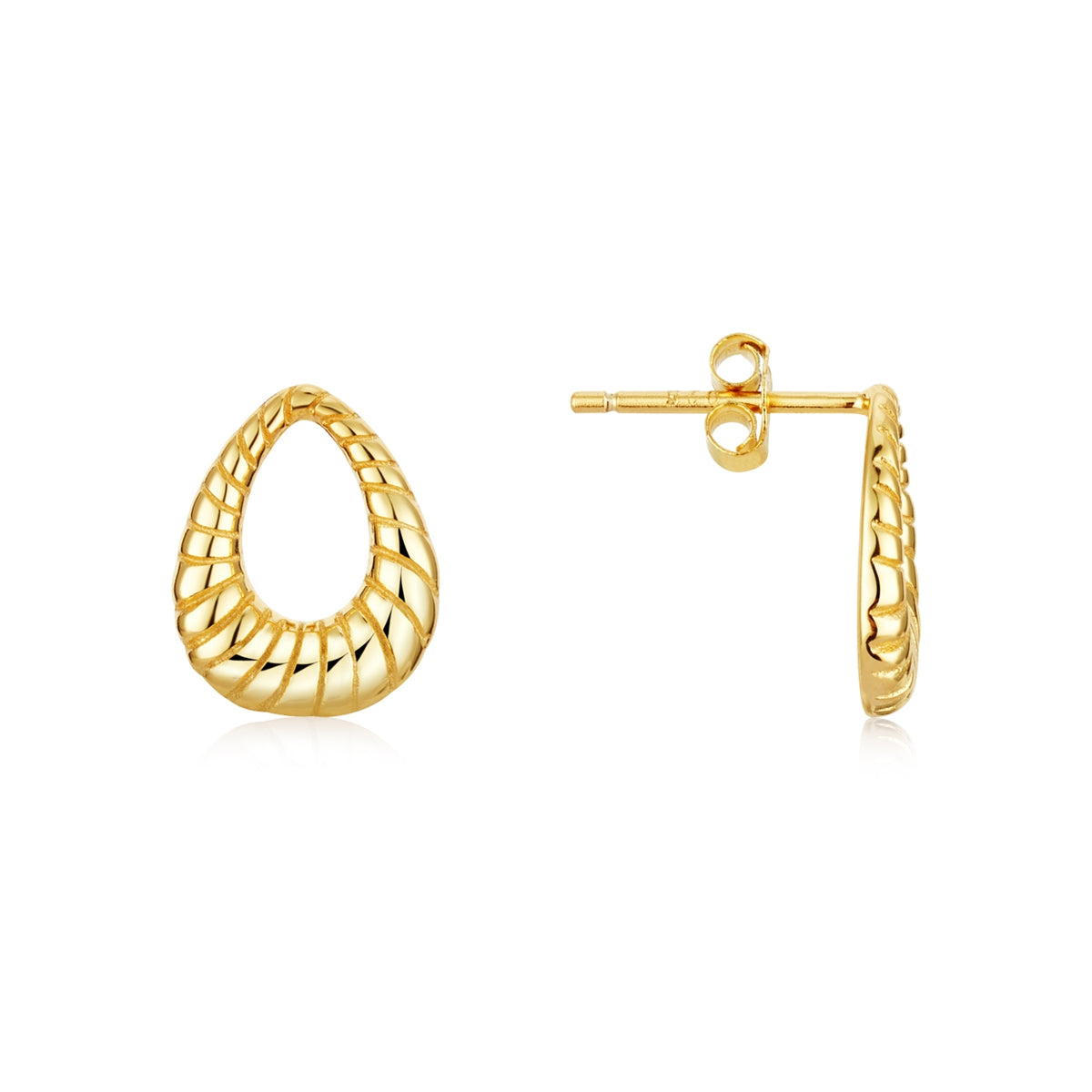 Argento 14k Gold Plated Oval Ridge Earrings