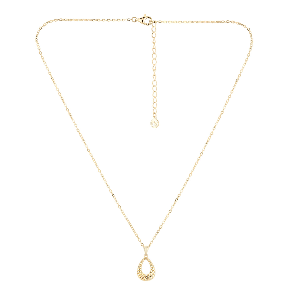 Argento 14k Gold Plated Oval Ridge Necklace