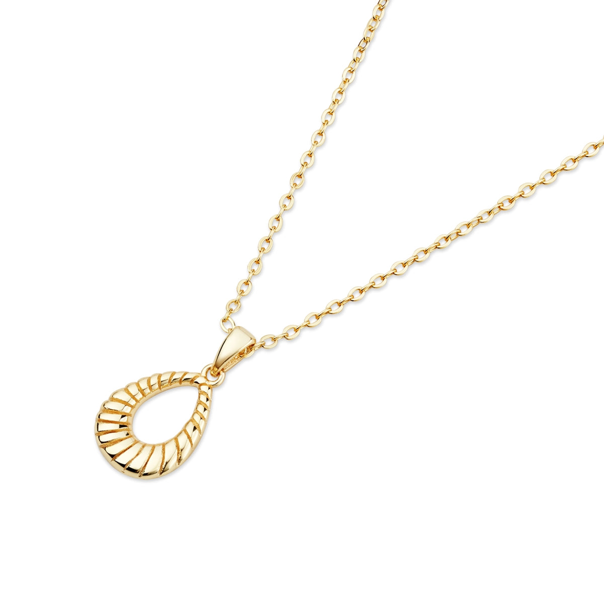 Argento 14k Gold Plated Oval Ridge Necklace