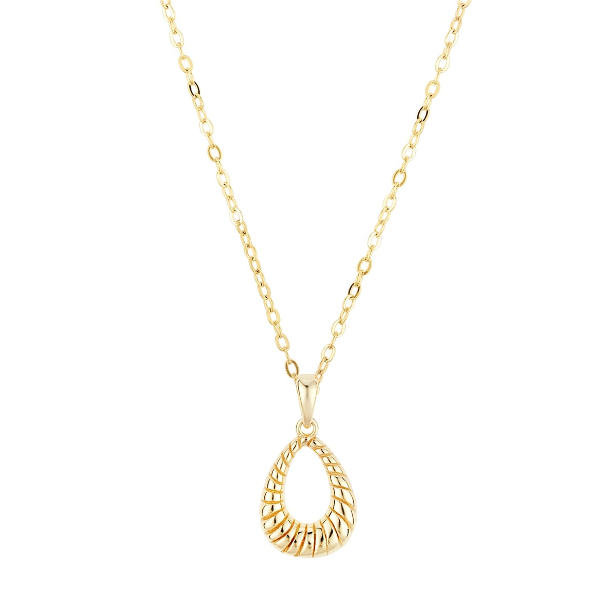 Argento 14k Gold Plated Oval Ridge Necklace