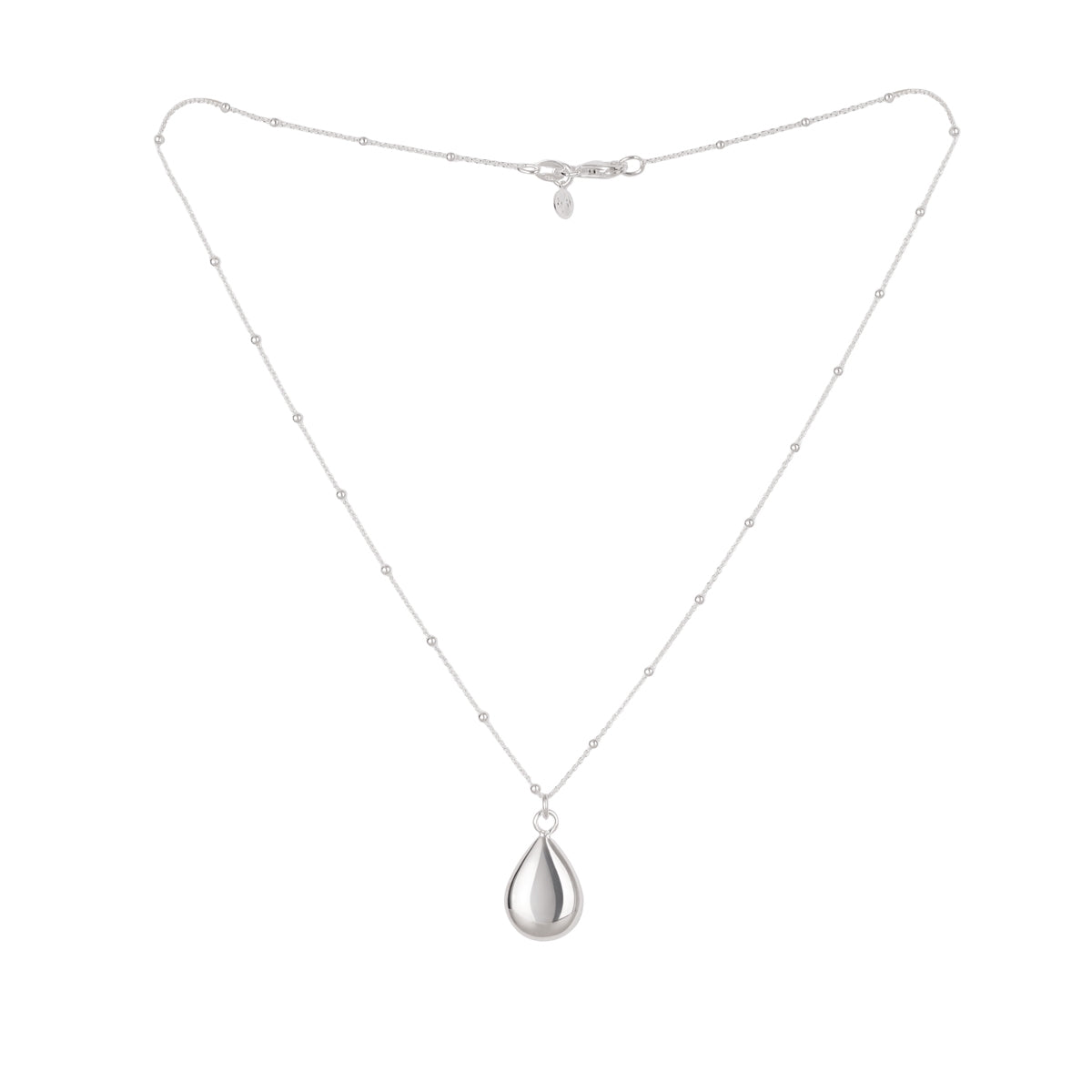 Argento Silver Ball Chain Teardrop Necklace