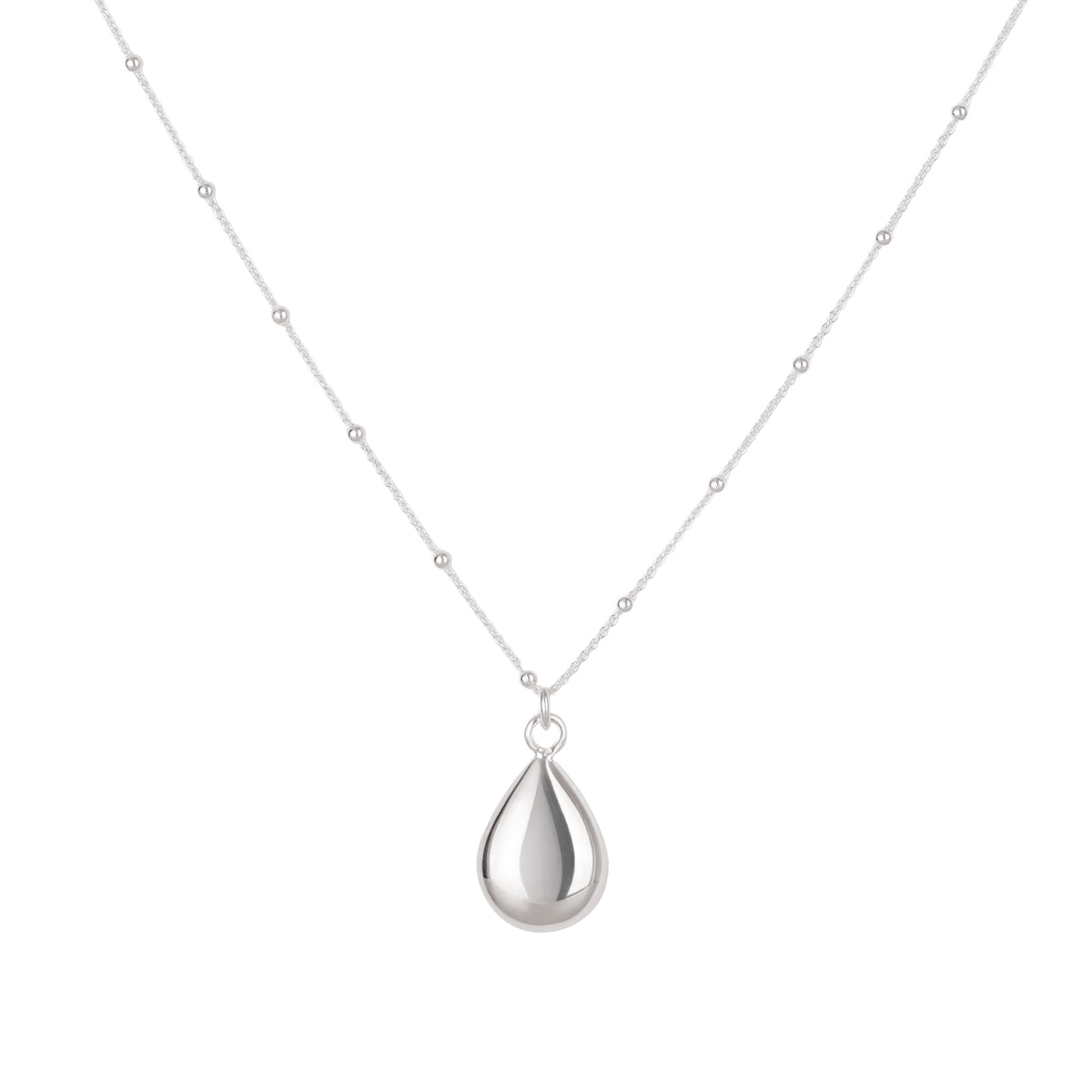 Argento Silver Ball Chain Teardrop Necklace