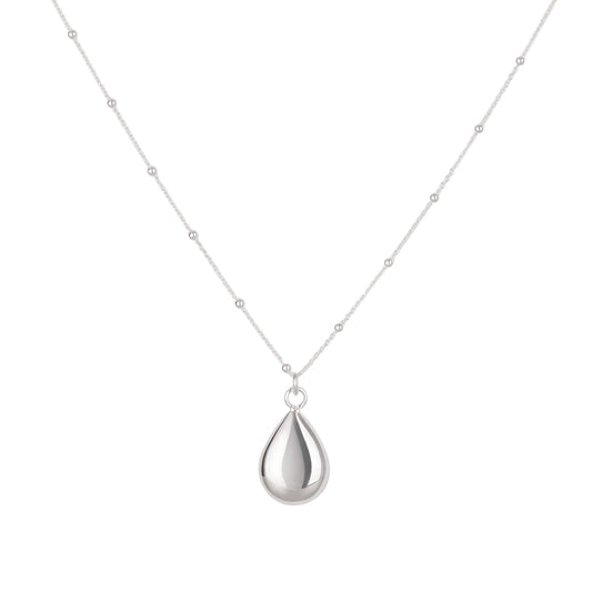 Argento Silver Ball Chain Teardrop Necklace