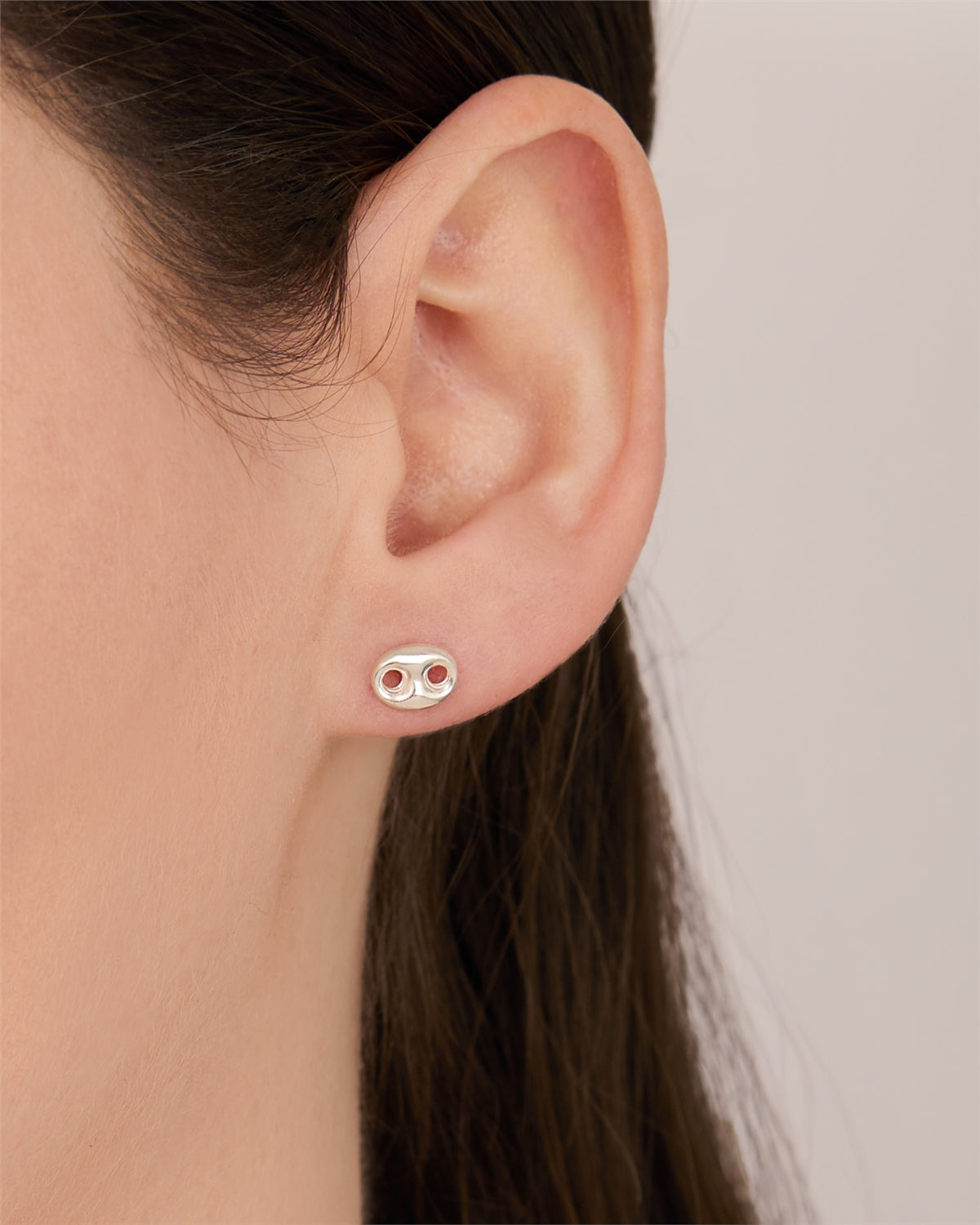 Argento Silver Coffee Link Anchor Link Stud Earrings