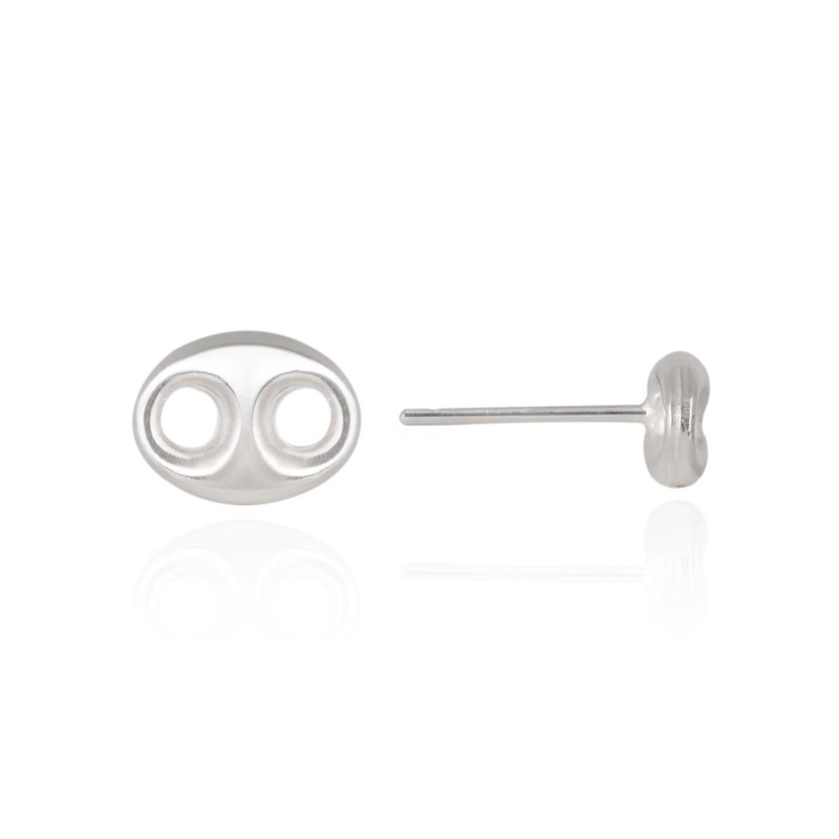 Argento Silver Coffee Link Anchor Link Stud Earrings