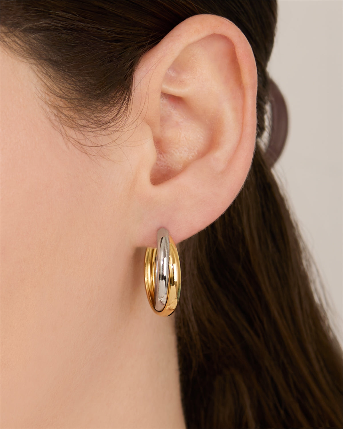 Argento Silver Two Tone Creole Double Hoop Earrings
