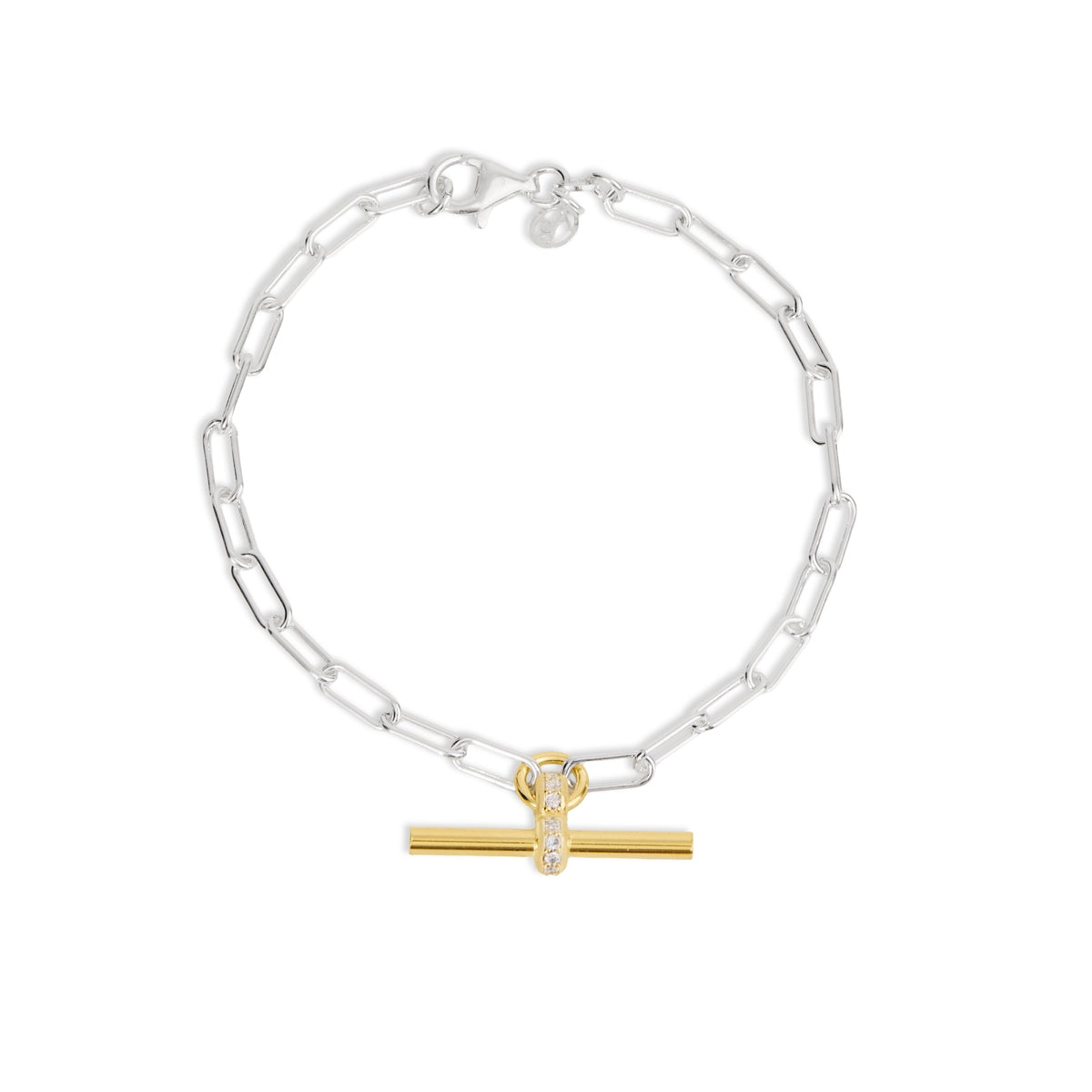 Argento Silver Two Tone T-bar Bracelet