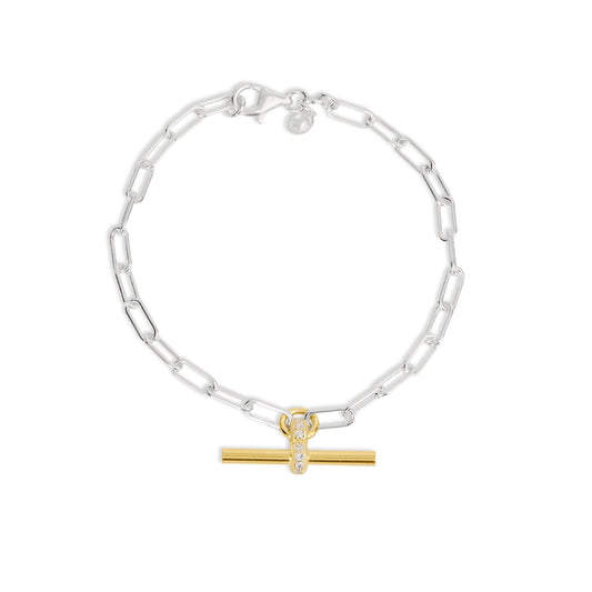 Argento Silver Two Tone T-bar Bracelet