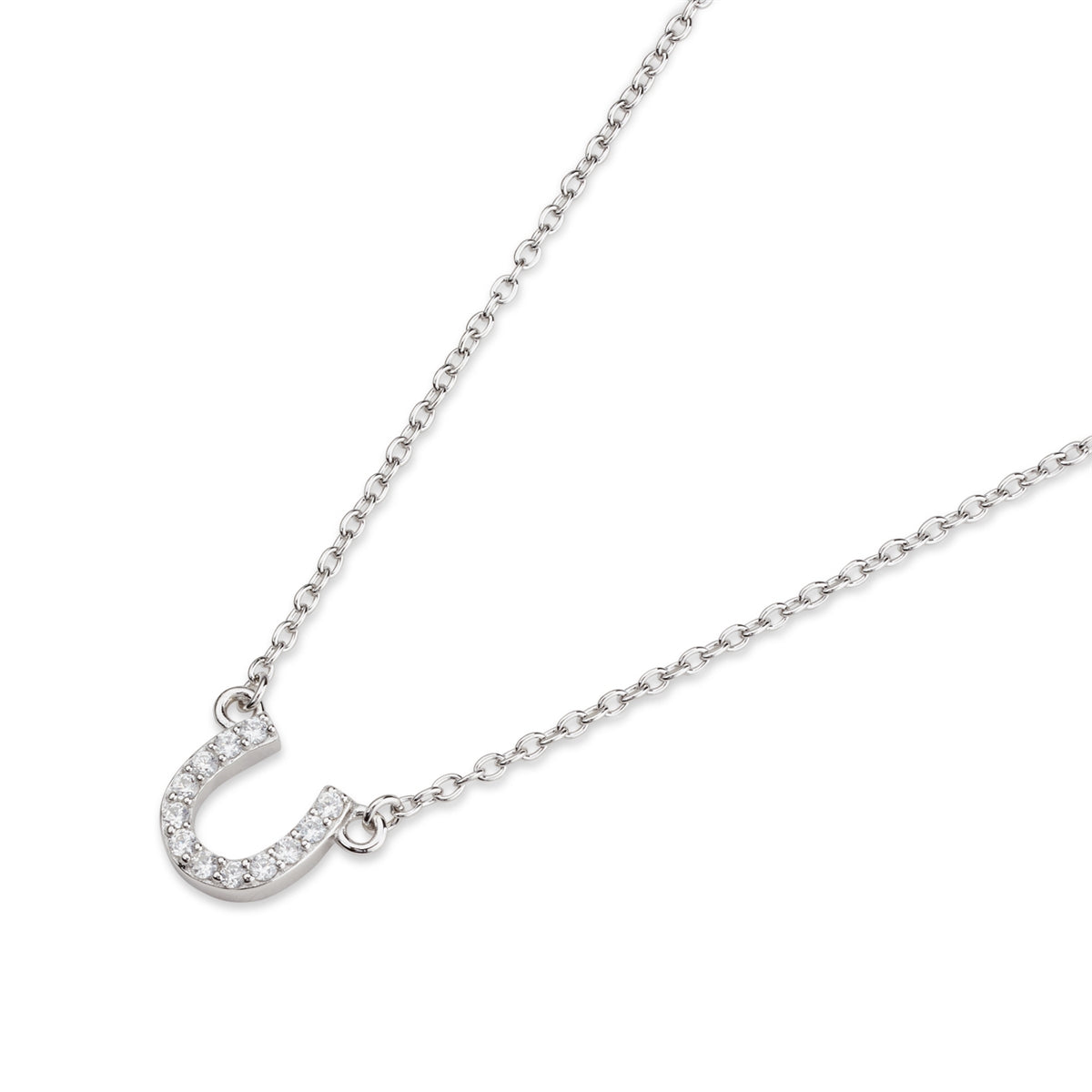 Argento Silver Pavé Horseshoe Necklace