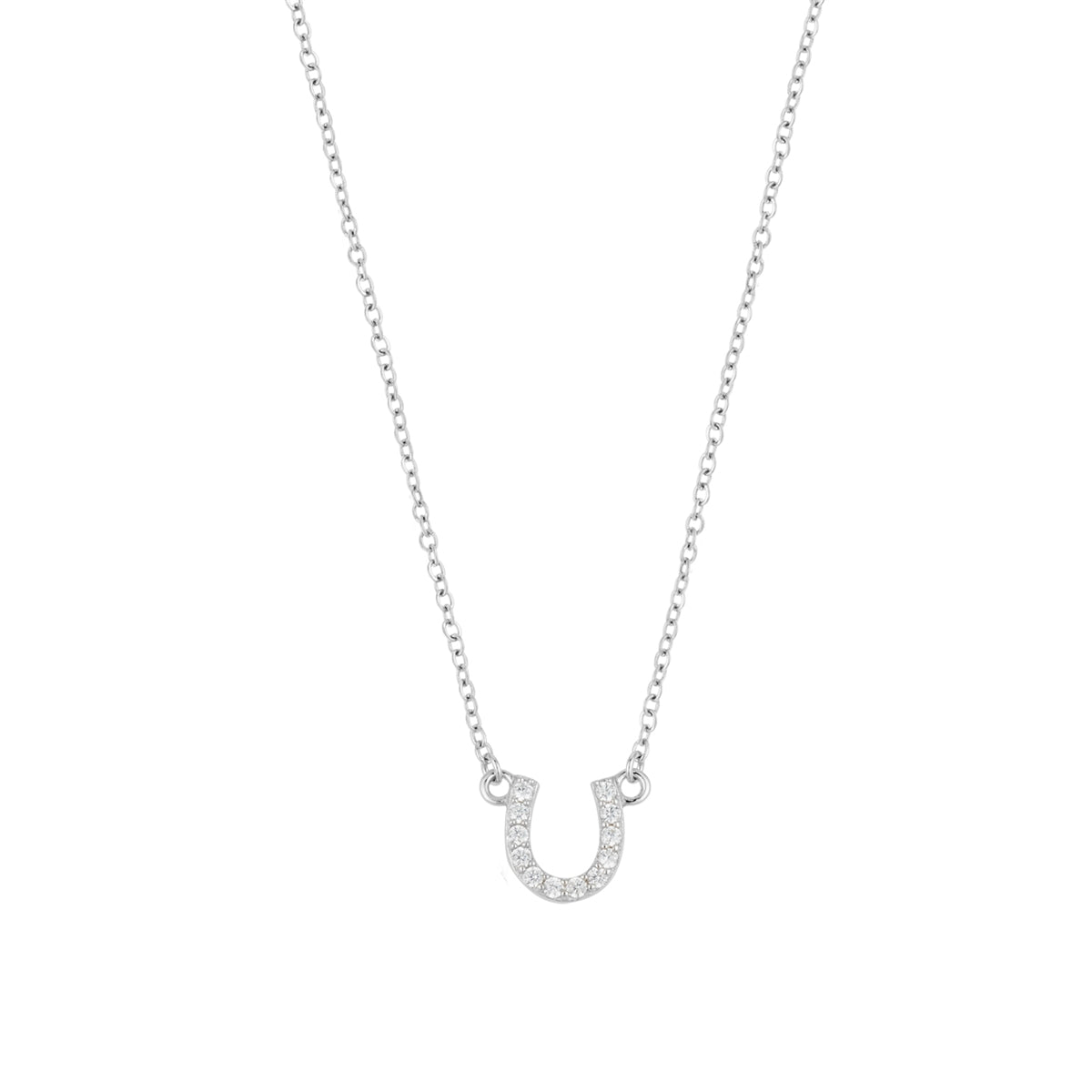Argento Silver Pavé Horseshoe Necklace