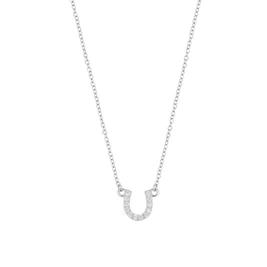 Argento Silver Pavé Horseshoe Necklace