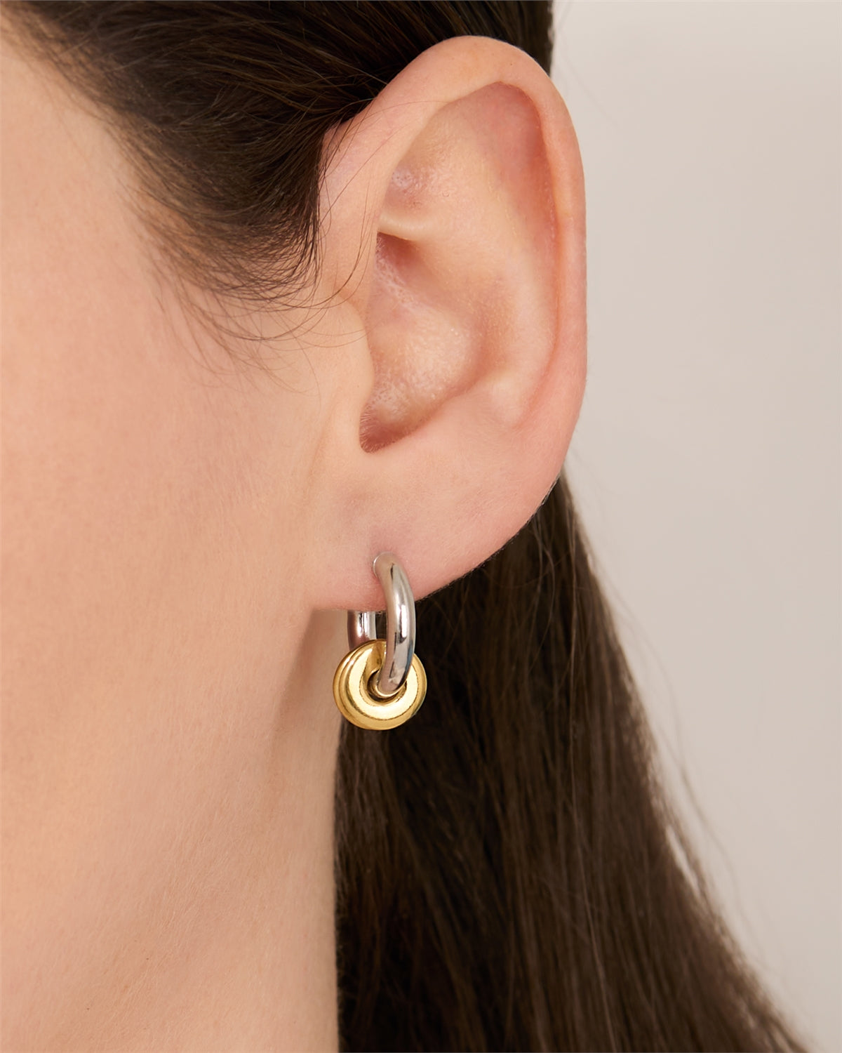 Argento Two Tone Circle Beaded Hoop