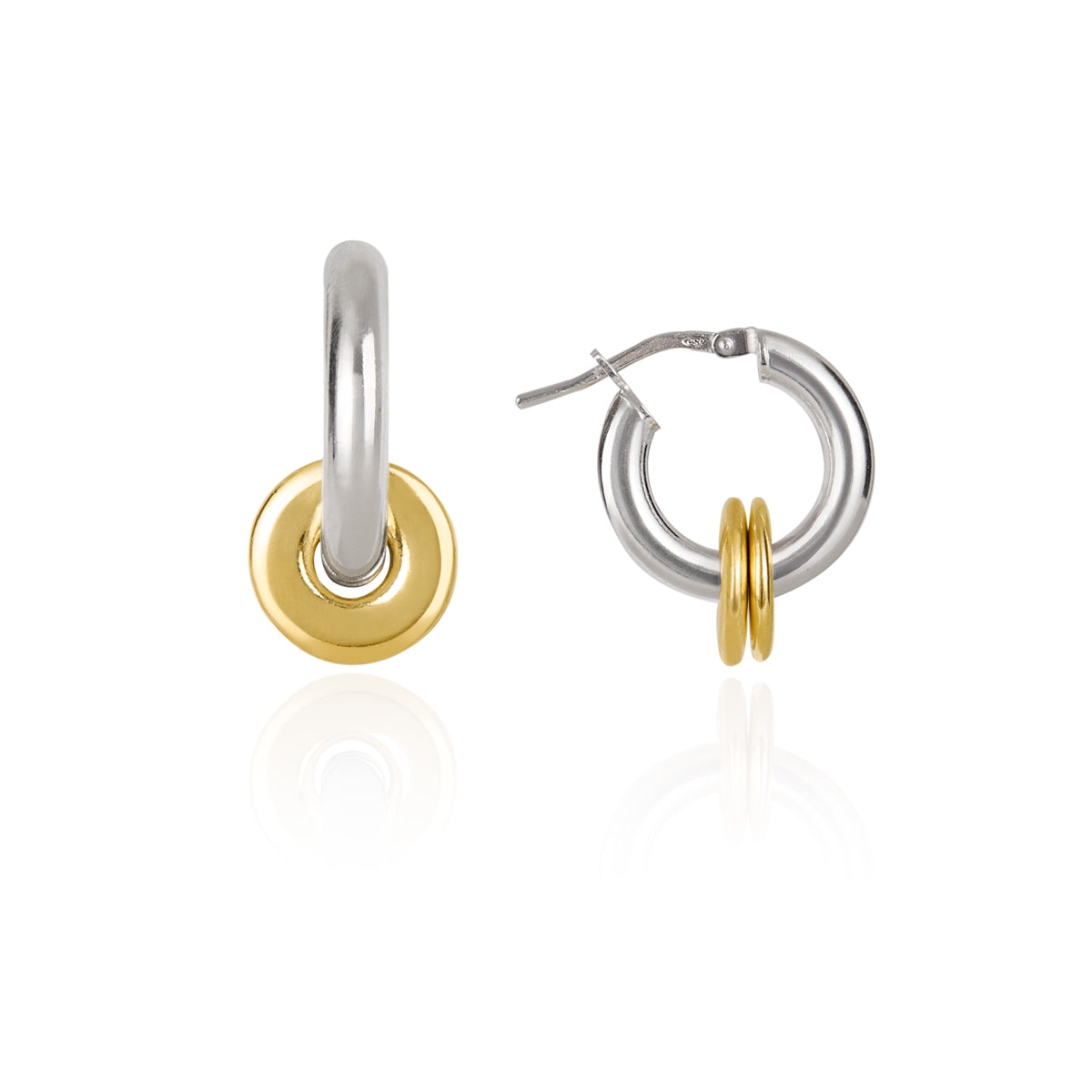 Argento Two Tone Circle Beaded Hoop