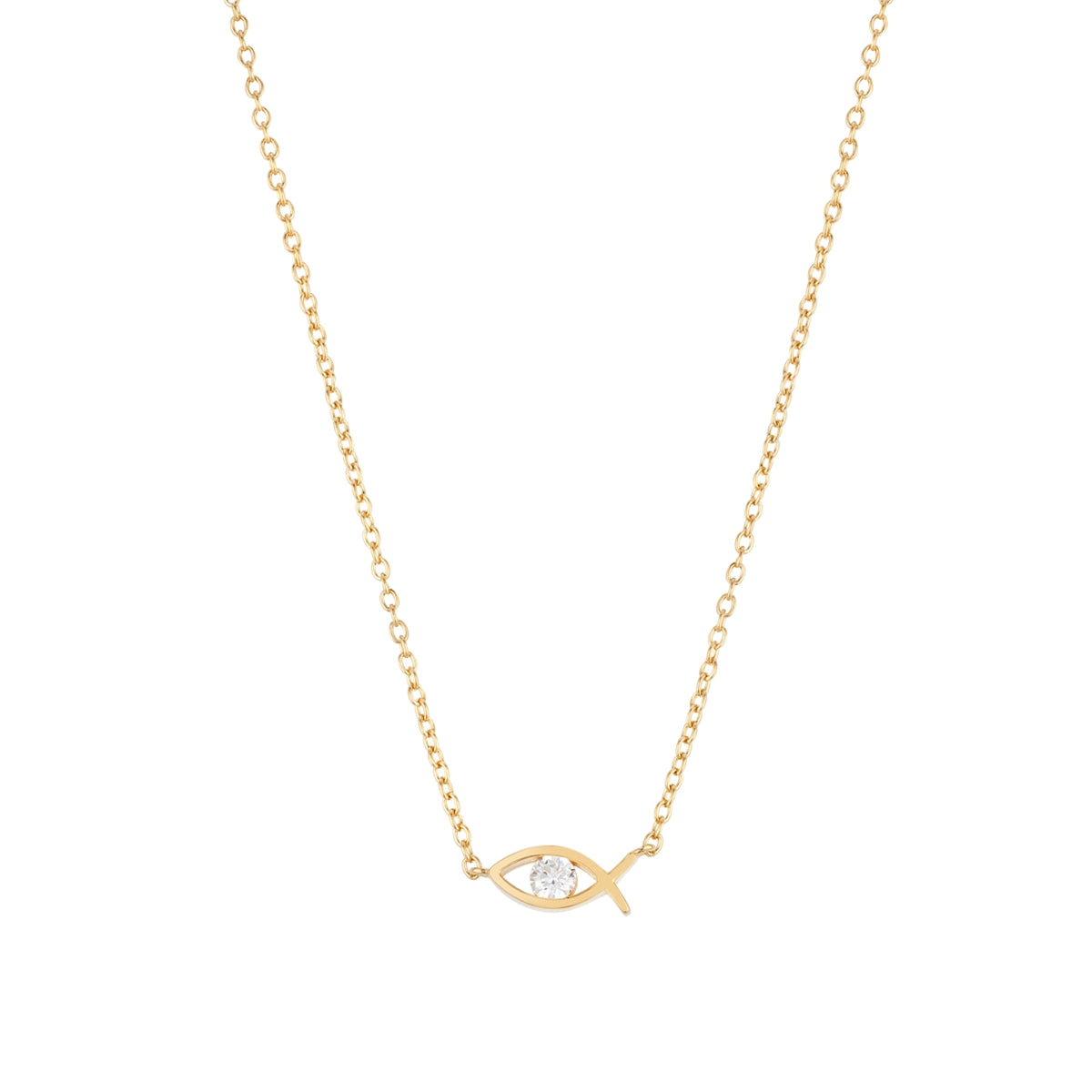 Argento Gold Ichthys Faith Fish Necklace