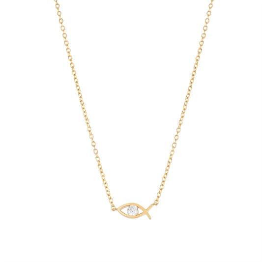 Argento Gold Ichthys Faith Fish Necklace