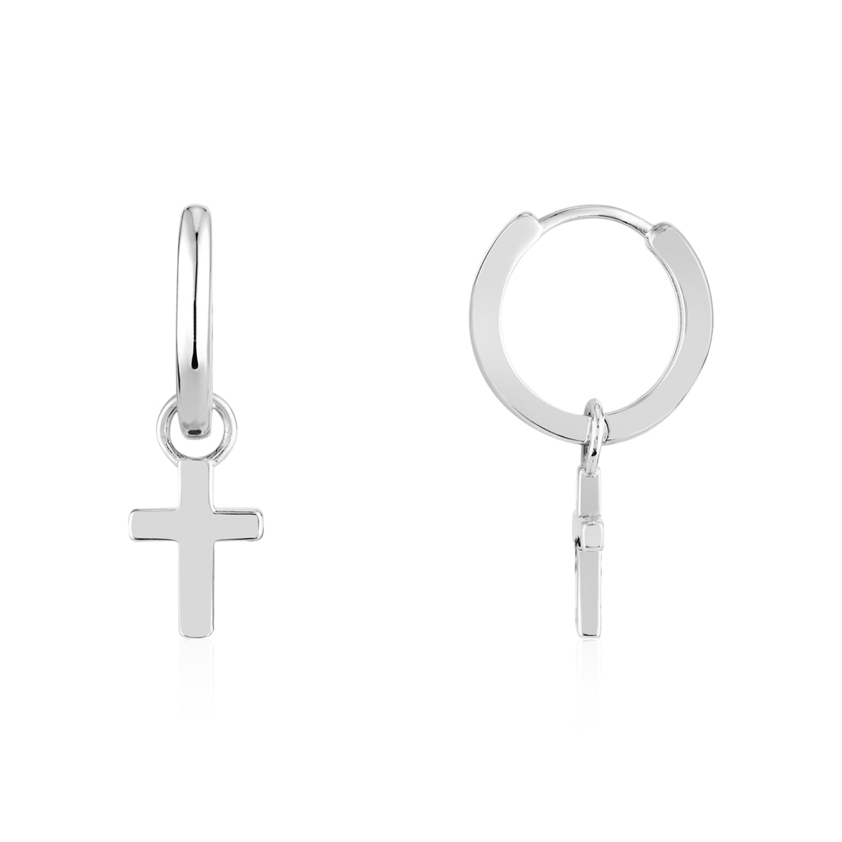 Argento Silver Cross Drop Hoop Earrings
