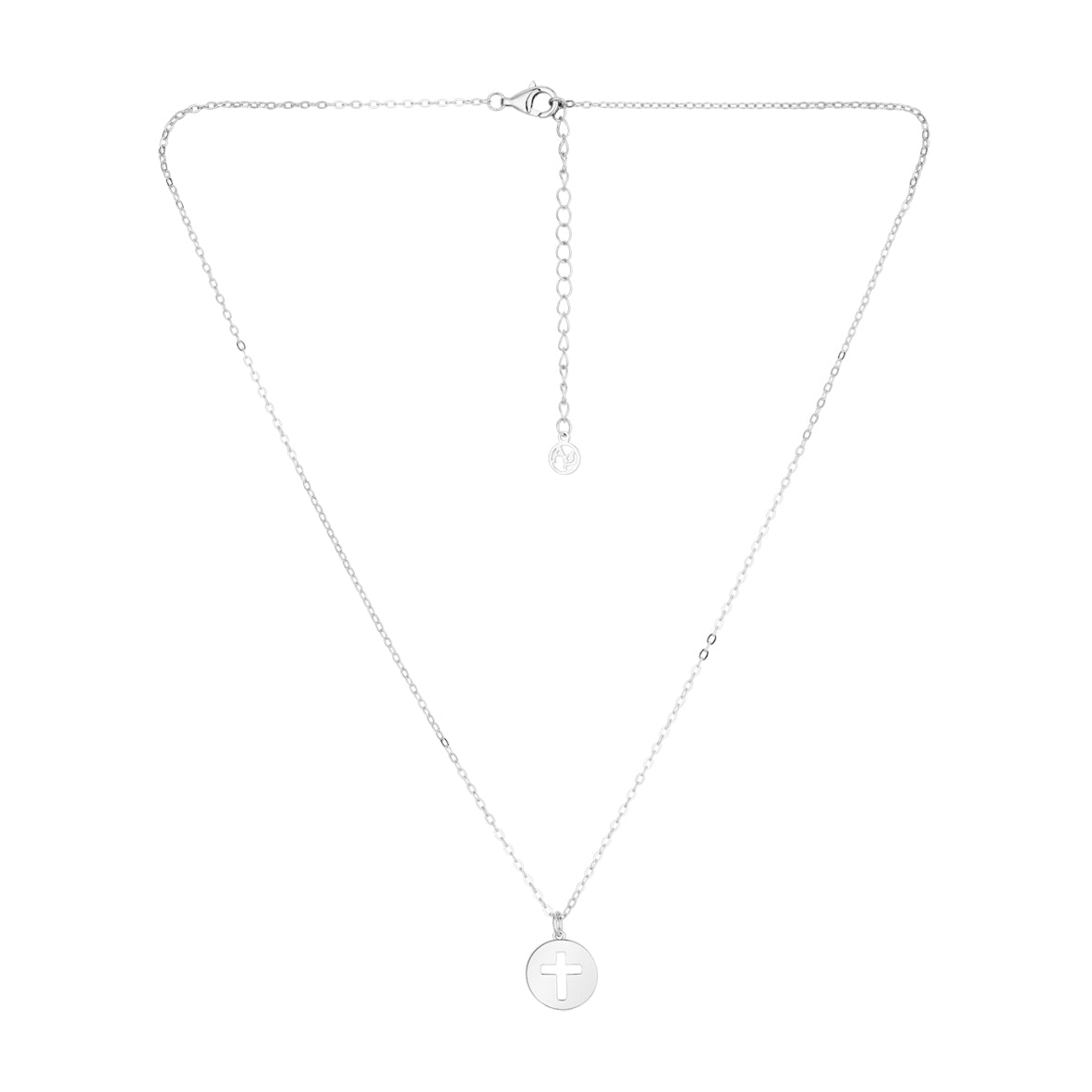 Argento Silver Kids CZ Coin Cross Necklace