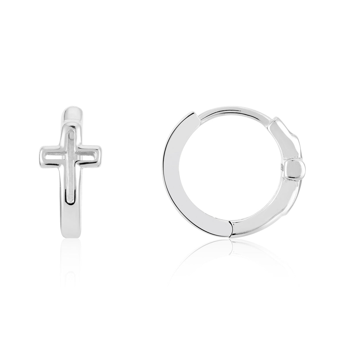 Argento Silver Mini Cross Hoop Earrings