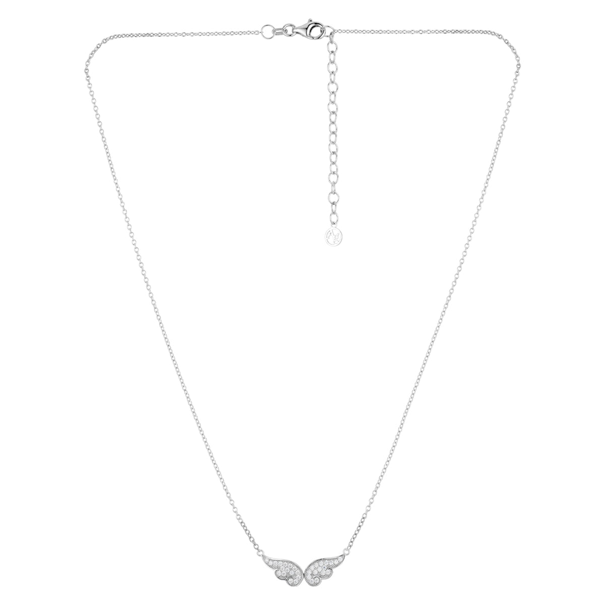 Argento Silver Pavé Angel Wings Necklace