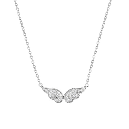 Argento Silver Pavé Angel Wings Necklace