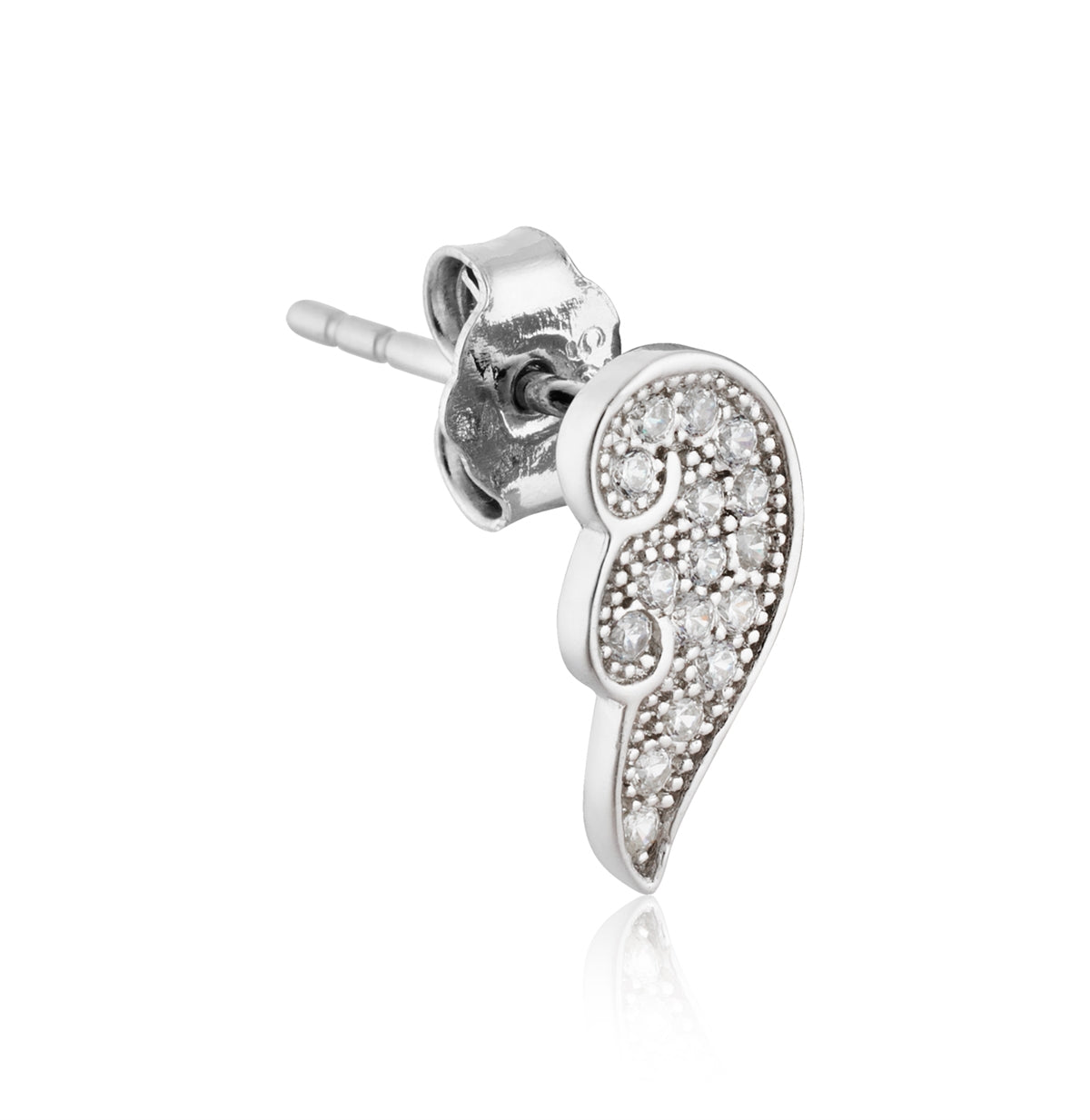 Argento Silver Pavé Angel Wings Stud Earrings