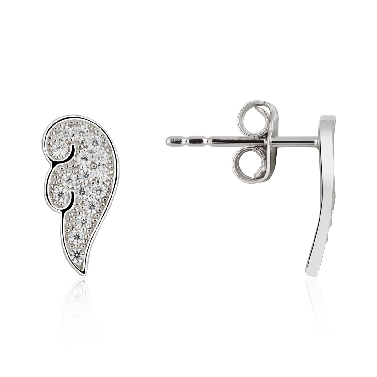 Argento Silver Pavé Angel Wings Stud Earrings