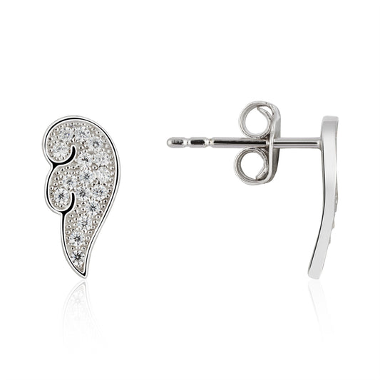 Argento Silver Pavé Angel Wings Stud Earrings
