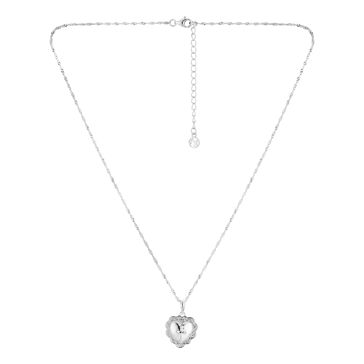 Argento Silver Vintage Cross Heart Necklace