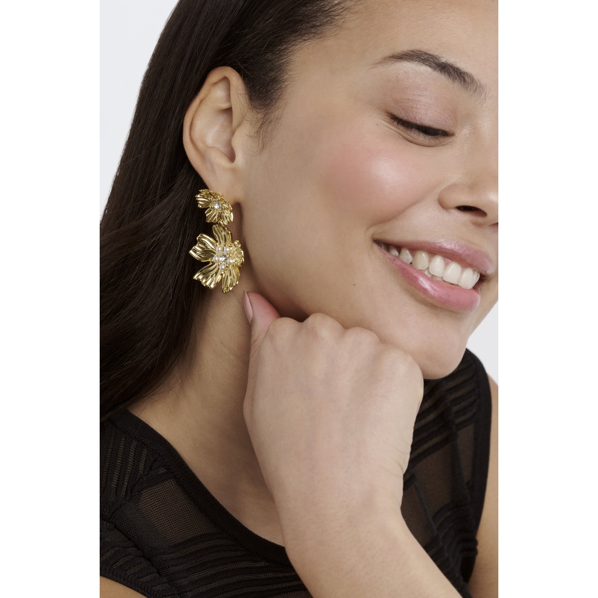 Ted Baker Gold Pettala Flower Statement Drop Earrings