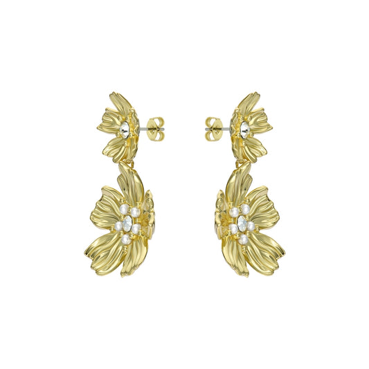 Ted Baker Gold Pettala Flower Statement Drop Earrings