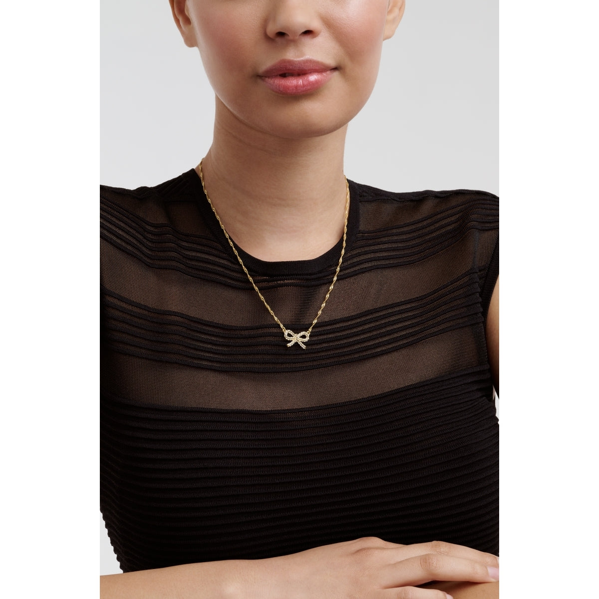Ted Baker Gold Ribah Crystal Ribbon Bow Necklace