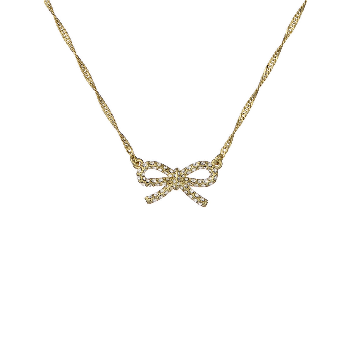 Ted Baker Gold Ribah Crystal Ribbon Bow Necklace