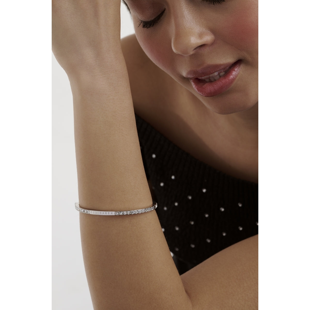 Ted Baker Silver Claudia Pavé Hinged Bangle