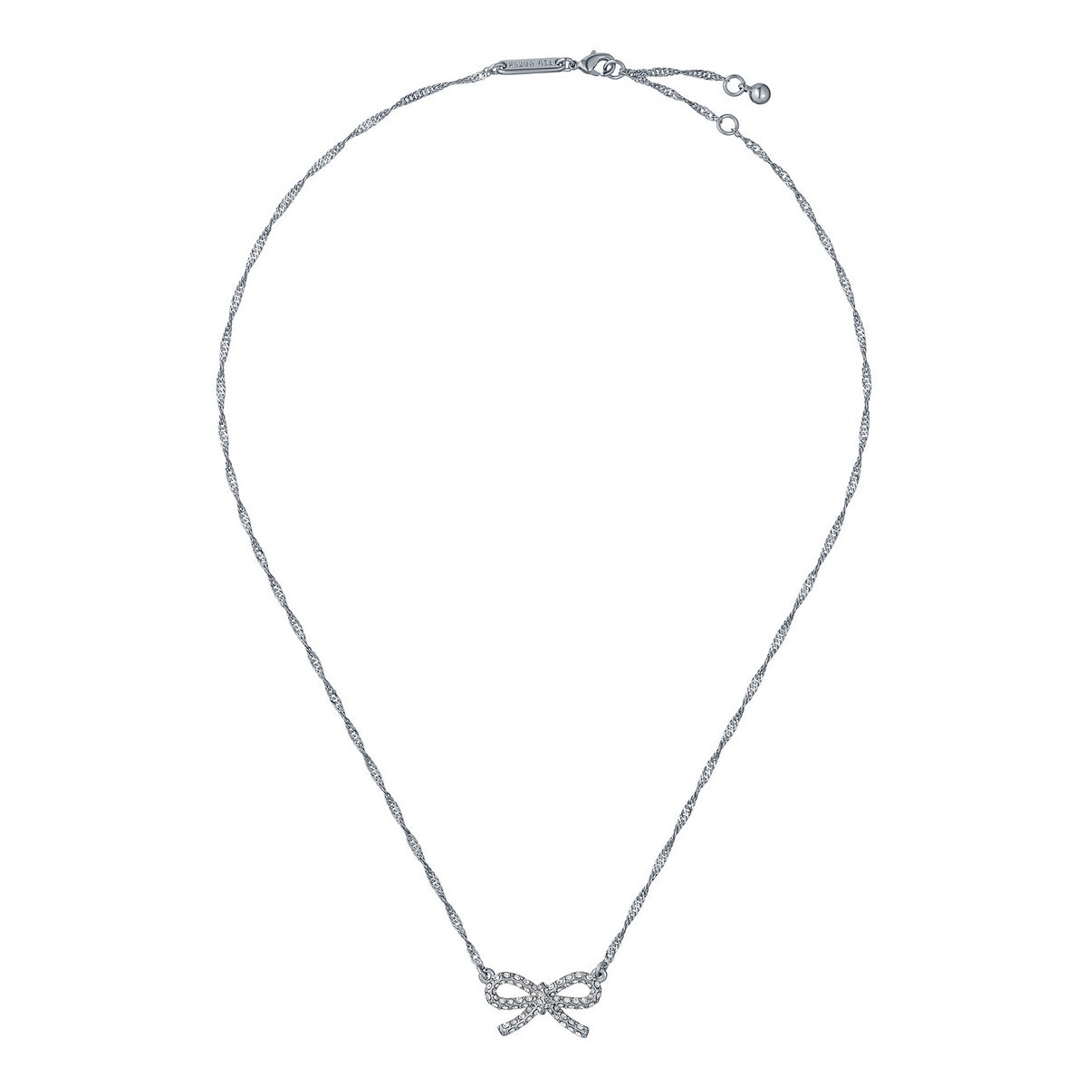 Ted Baker Silver Ribah Crystal Ribbon Bow Necklace