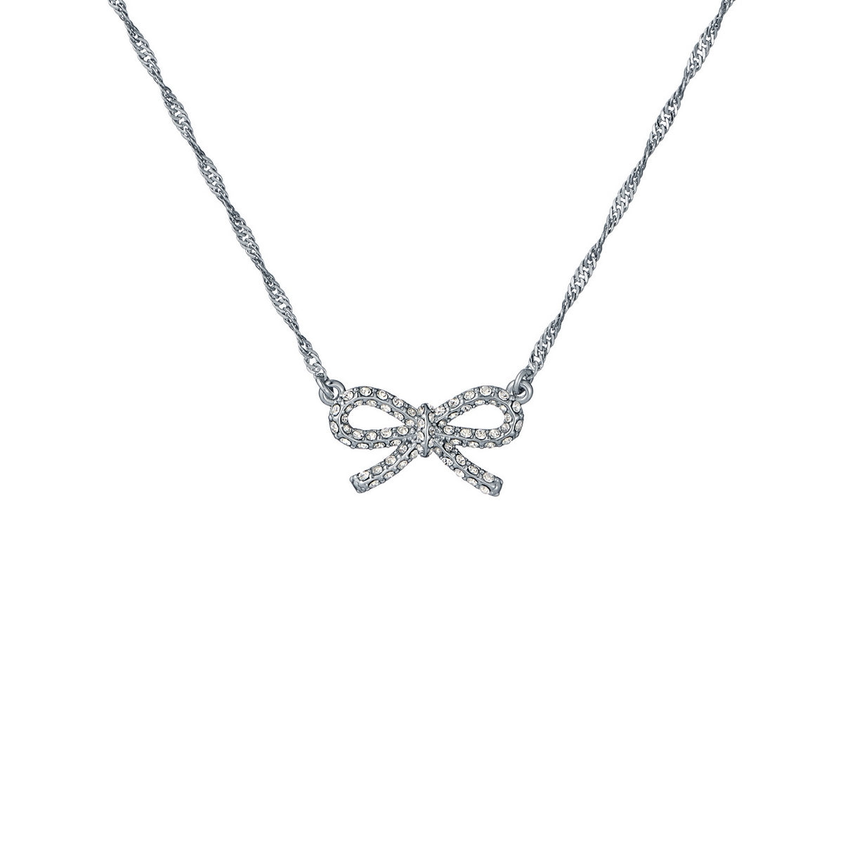Ted Baker Silver Ribah Crystal Ribbon Bow Necklace