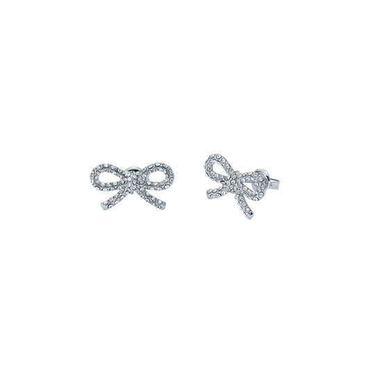 Ted Baker Silver Ribecca Crystal Ribbon Bow Studs