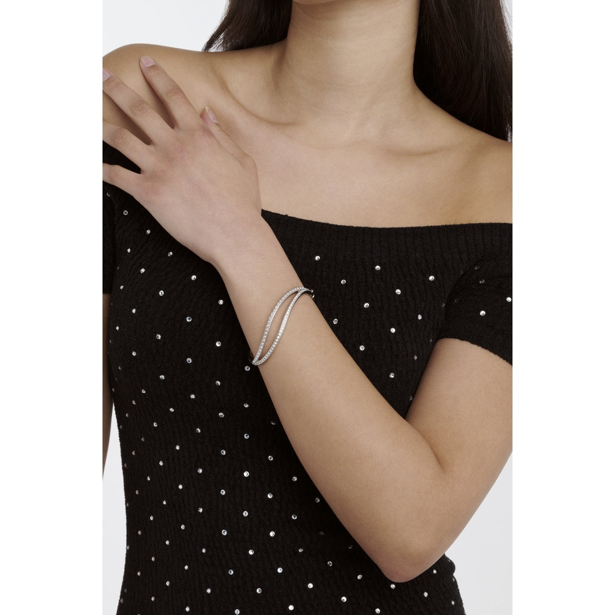 Ted Baker Silver Wavie Crystal Wave Hinged Bangle